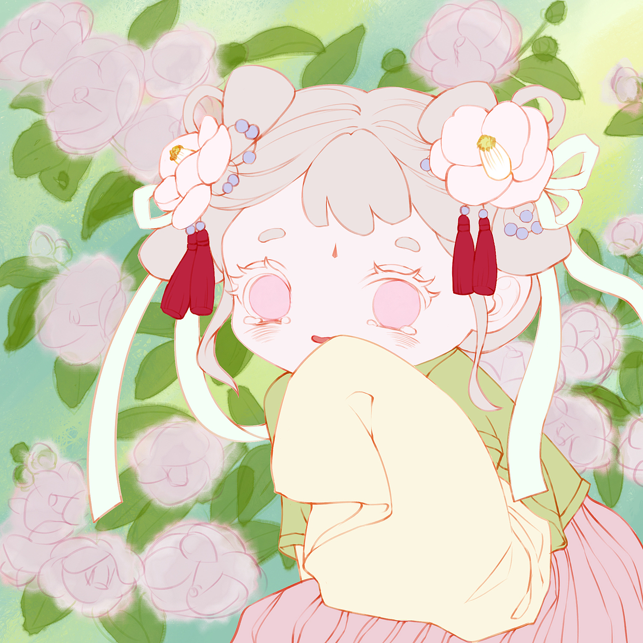 花与少女系列头像——山茶 粉（图ZMzI0MjU0Njgw） - 创作习作 - 站酷设计师蝉知雪原创素材 - 站酷ZCOOL