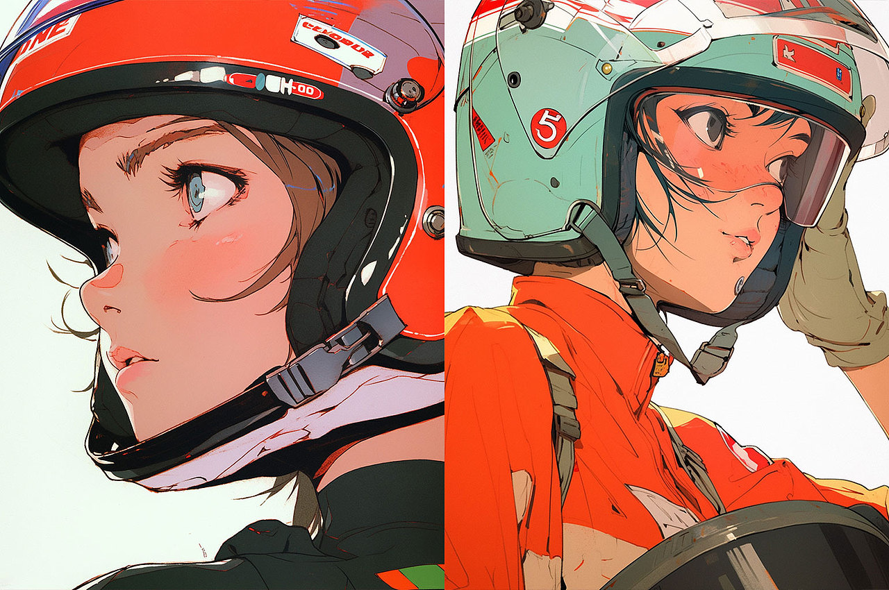 复古摩托女骑头像（图ZMzQyNjcwOTIw） - 商业插画 - 站酷设计师小土豆桑原创素材 - 站酷ZCOOL