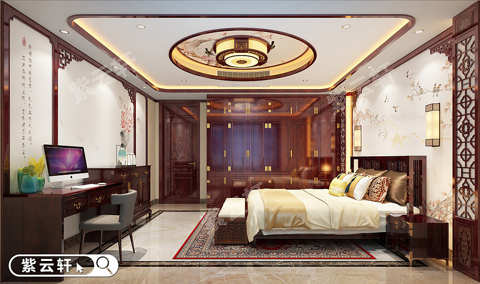 中式别墅古典装修 卧室
