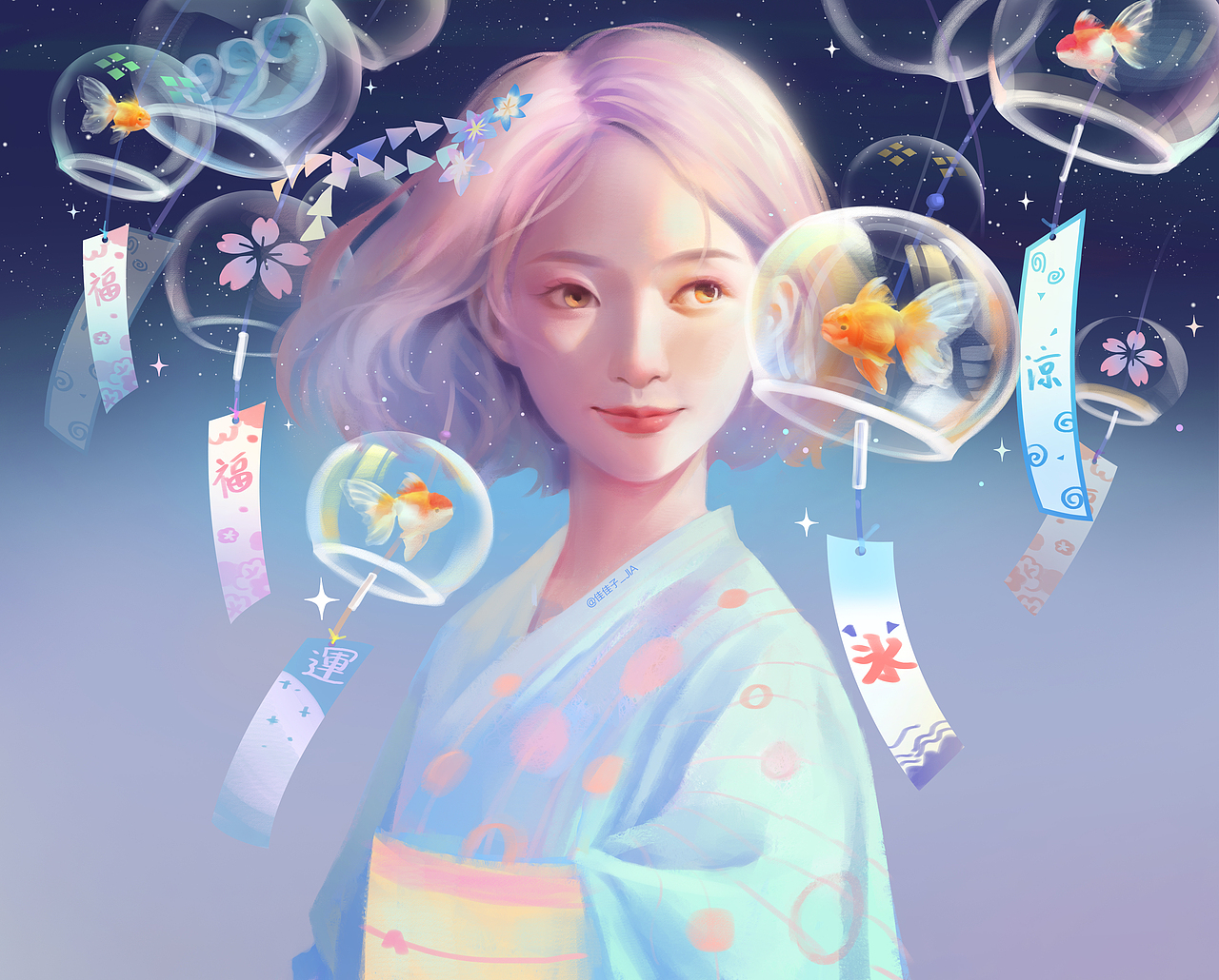 夏日晚风（图ZMzA0NjUwMjEy） - 商业插画 - 站酷设计师佳佳子_JIA原创素材 - 站酷ZCOOL