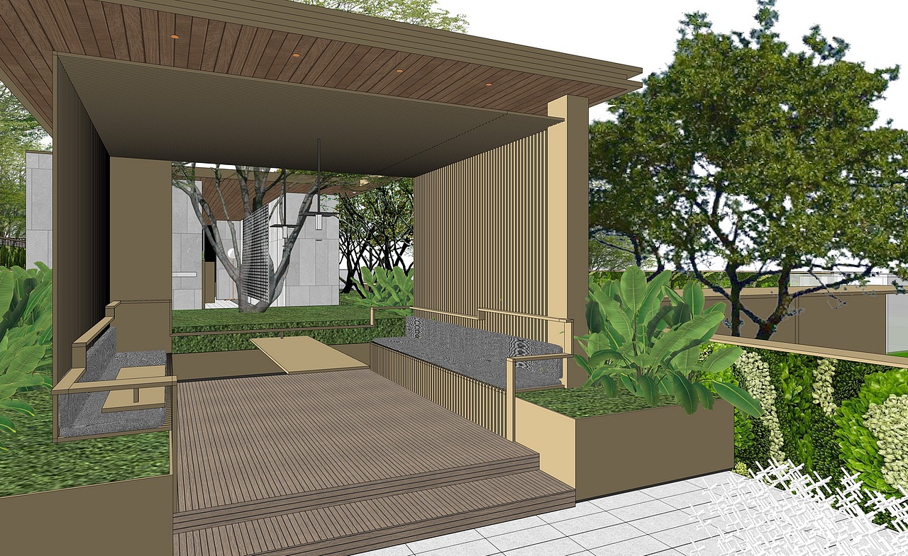 现代示范区花园庭院景观SU模型下载（图ZMjk4NDIwNDk2） - 景观设计 - 站酷设计师素模网原创素材 - 站酷ZCOOL