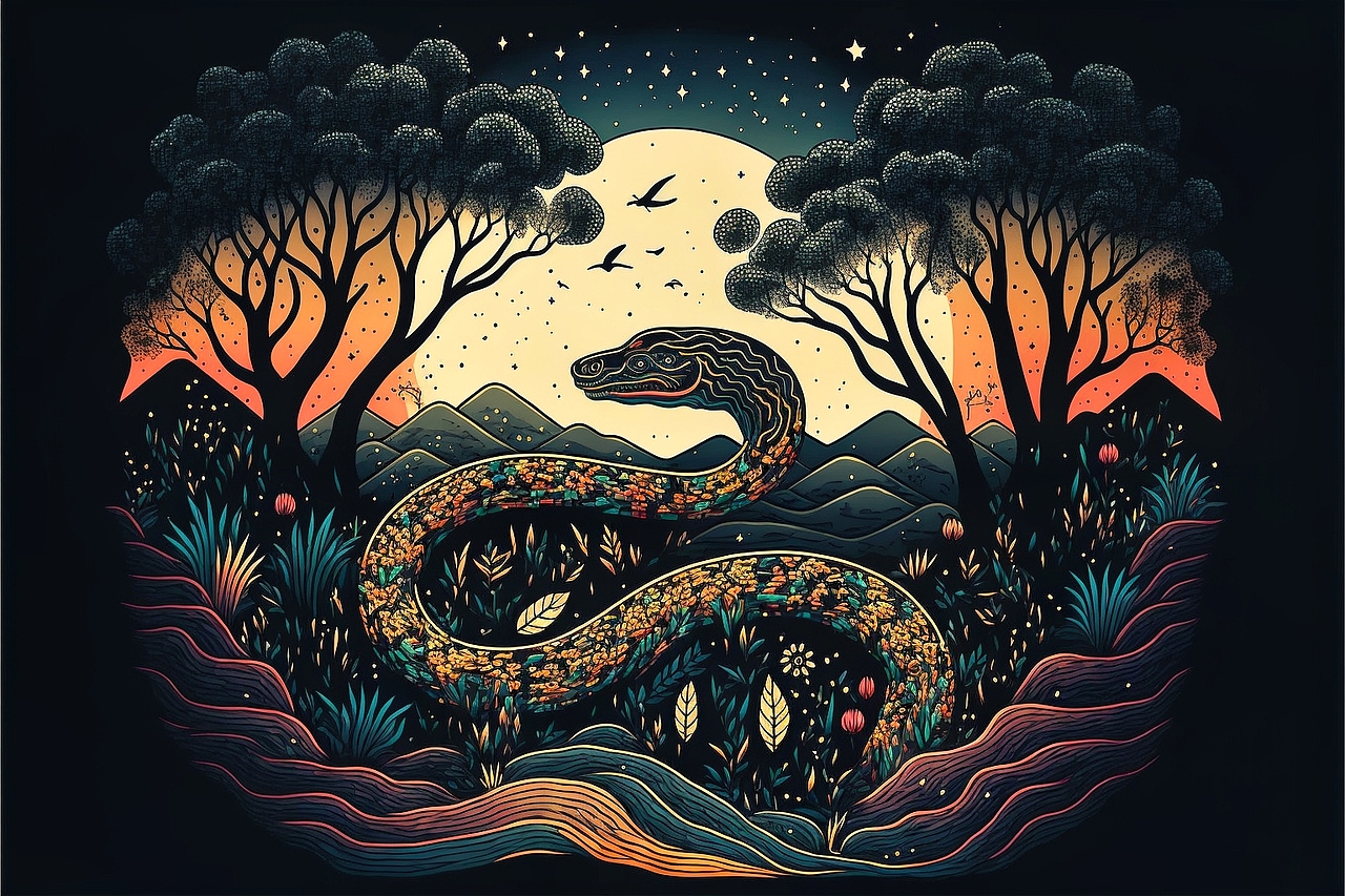 彩色线条十三生肖