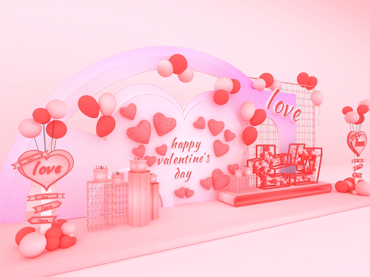七夕情人节美陈（图ZMzQwMTg1NzI4） - 其他三维 - 站酷设计师钯訫整理恏原创素材 - 站酷ZCOOL