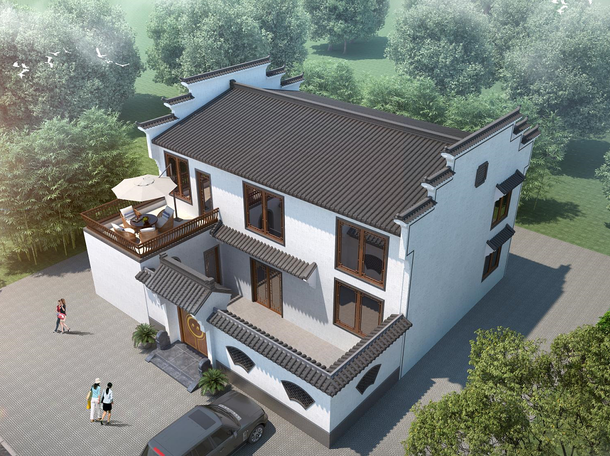 烟雨入江南,山水如墨染。徽派为什么要会有飞檐翘角?