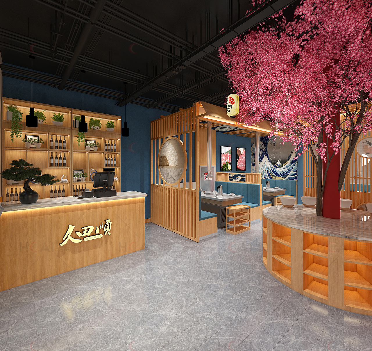 日式烤肉店 餐饮 饭店 饭店空间设计（图ZMjk5OTY1ODIw） - 酒店餐饮设计 - 站酷设计师餐饮空间设计原创素材 - 站酷ZCOOL