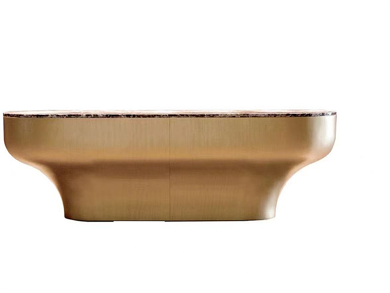 星级酒店不锈钢镜面吧台、双色不锈钢服务接待台效果