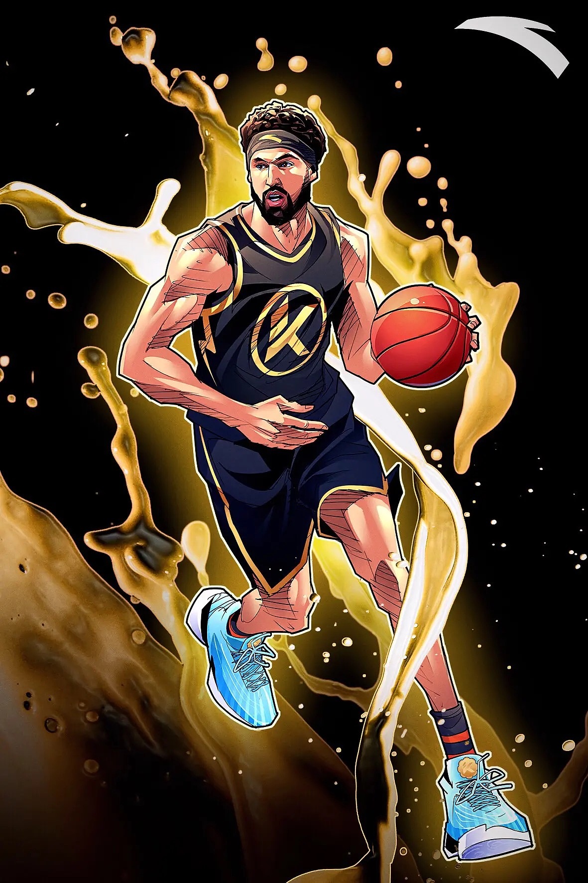 安踏体育 nba勇士总冠军莱汤普森季后赛 插画集美漫