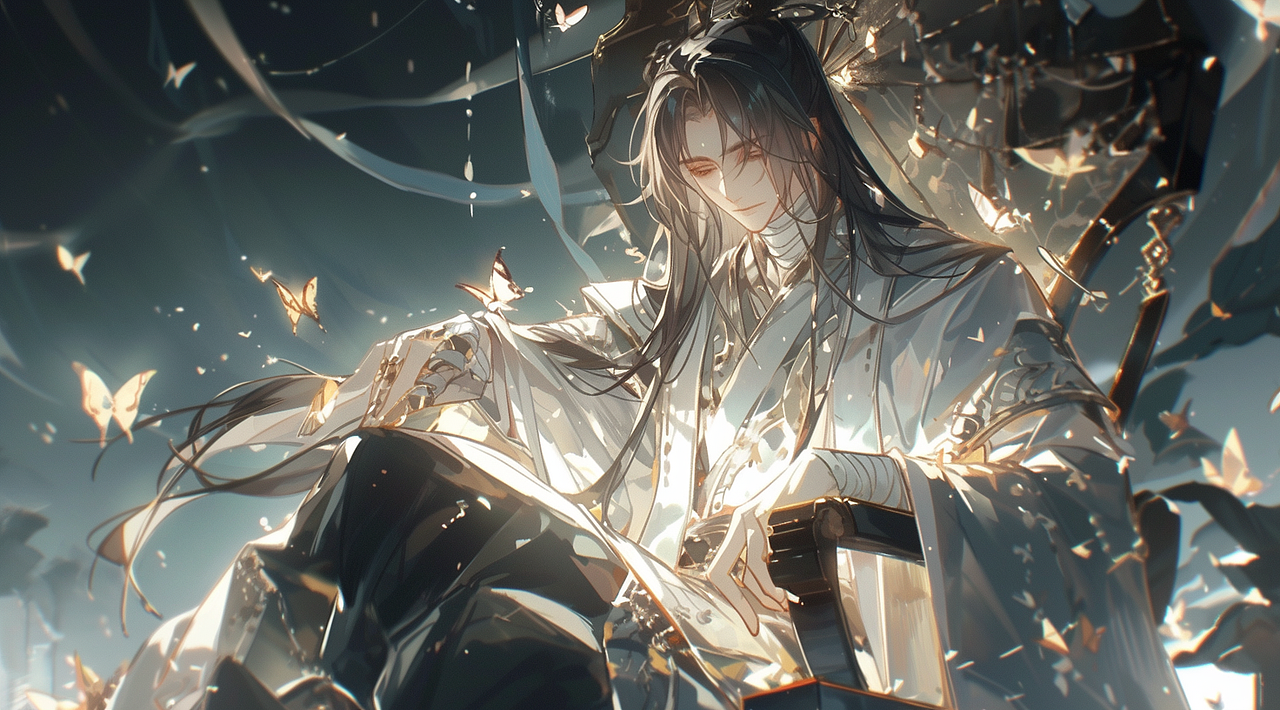 国风插画-银蝶少年