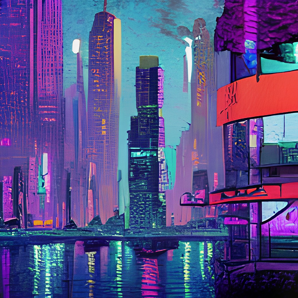 wow 数字艺术nft赛博朋克数字世界高层建筑群概念设计