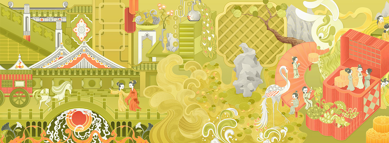 宫廷中秋节长卷（图ZMzYzNDIxNzc2） - 商业插画 - 站酷设计师浊四原创素材 - 站酷ZCOOL