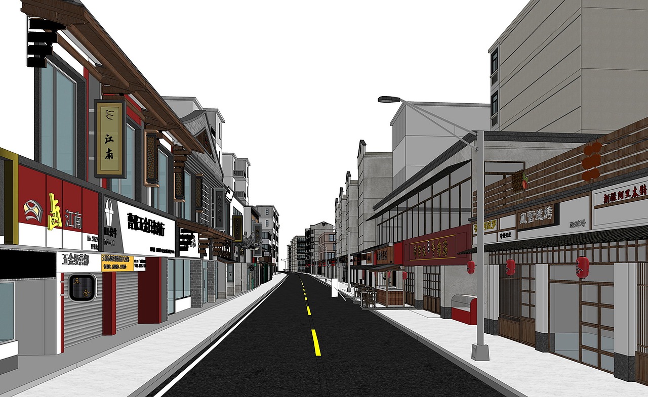 沿街商业改造SU模型下载