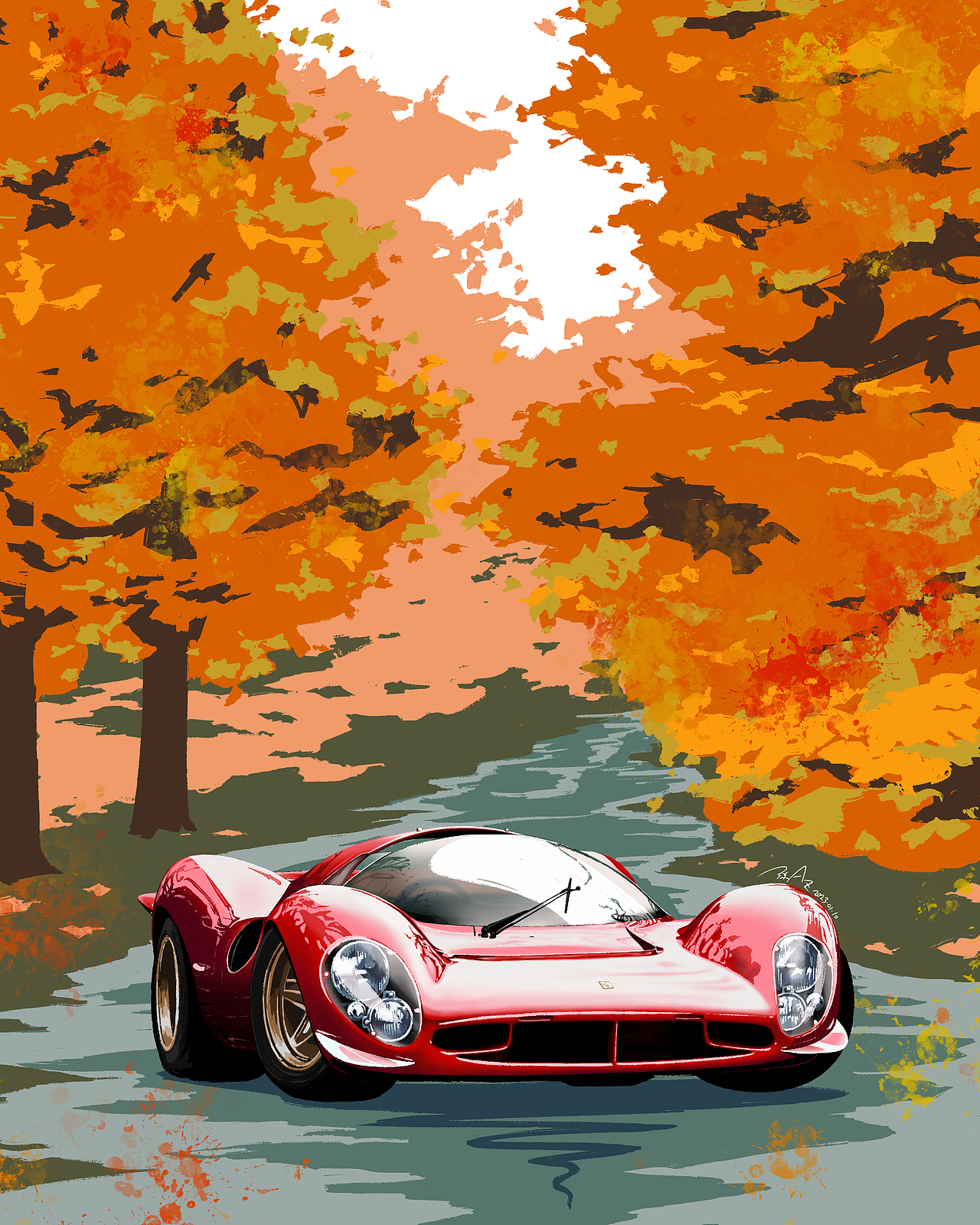 【手绘】法拉利 Ferrari 330 P4（图ZMzMzMzAzNDY0） - 创作习作 - 站酷设计师Azure陳原创素材 - 站酷ZCOOL