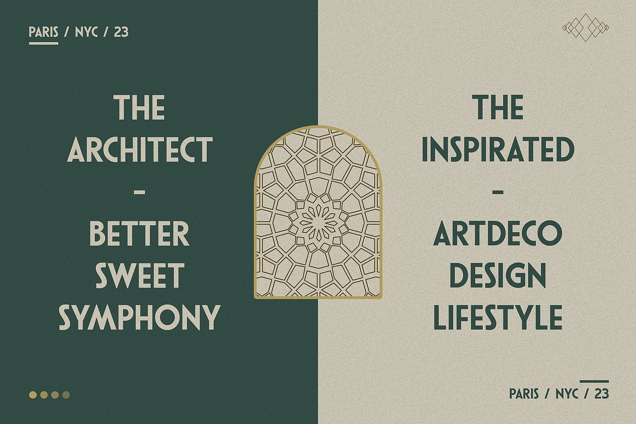 经典复古Art Deco装饰艺术品牌海报封面标题英文字体