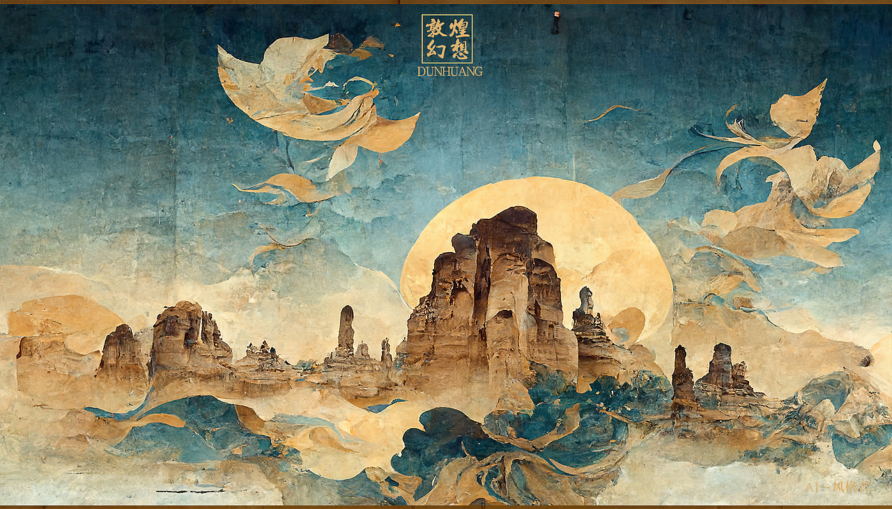 《敦煌幻想》AI概念设计（图ZMzE1NjE3NDY0） - 艺术插画 - 站酷设计师风格君原创素材 - 站酷ZCOOL