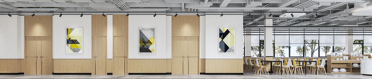 食堂设计，水泥灰+原木，独特大方！