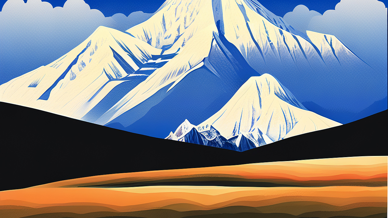 作品合集冰山一角之山水画迎客松会客厅背景画面贡嘎山