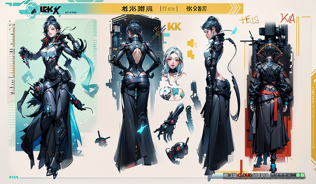 AI原画 赛博朋克Cyberpunk 机甲