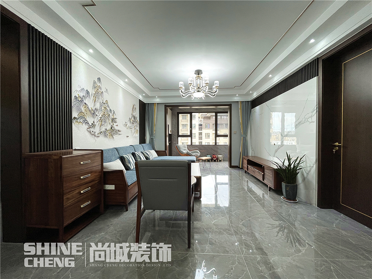 泰安吾悦华府小区134平新中式风格装饰设计实景案例（图ZMzEyODMzMDU2） - 家装设计 - 站酷设计师泰安尚城装饰原创素材 - 站酷ZCOOL