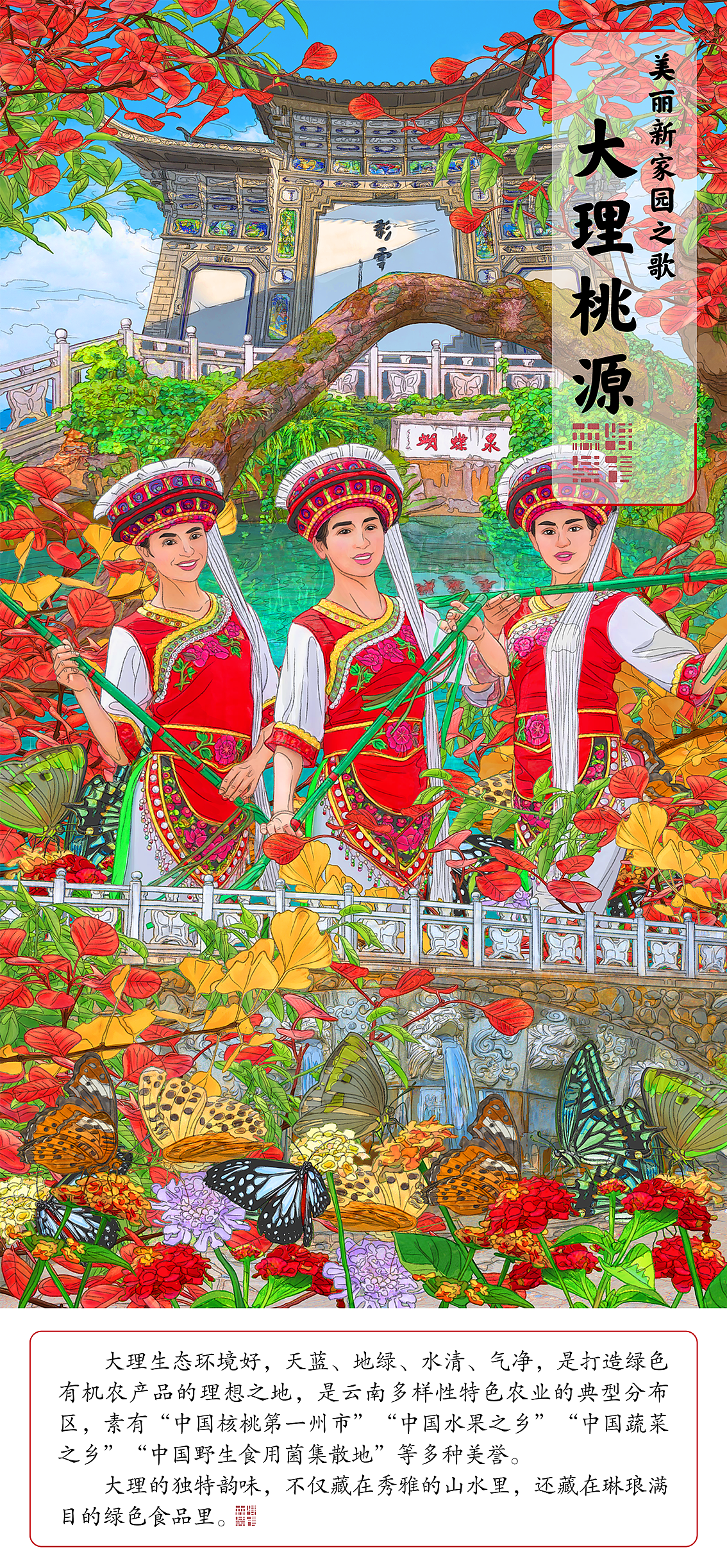 《美丽新家园之歌·这里是大理》插画绘制(图ZMzQzOTc5MjM2) - 商业插画 - 站酷设计师森特笑虎原创素材 - 站酷ZCOOL