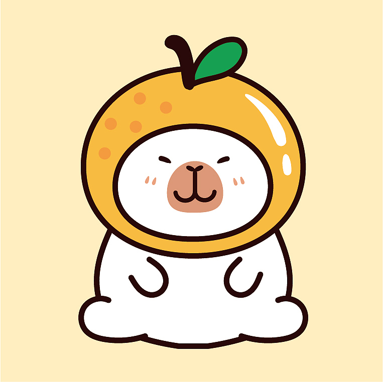 卡皮巴拉水豚萌萌IP卡通形象插画表情包设计水果系列