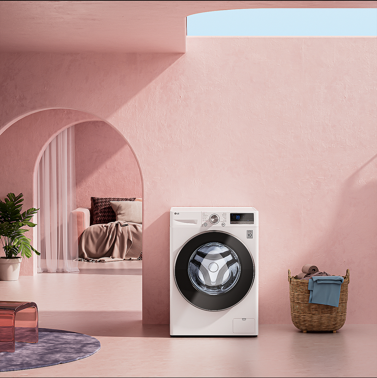 近期家电lg洗衣机室内场景渲染