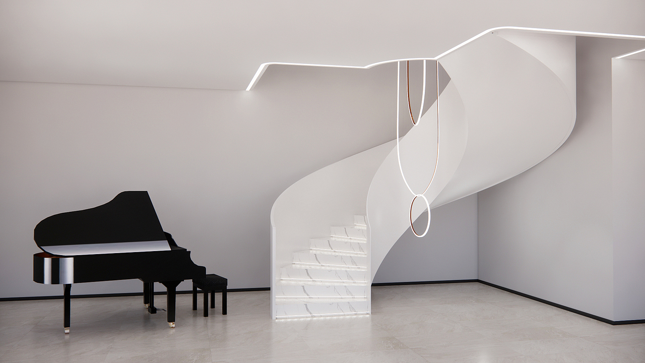 浪漫白色旋转楼梯