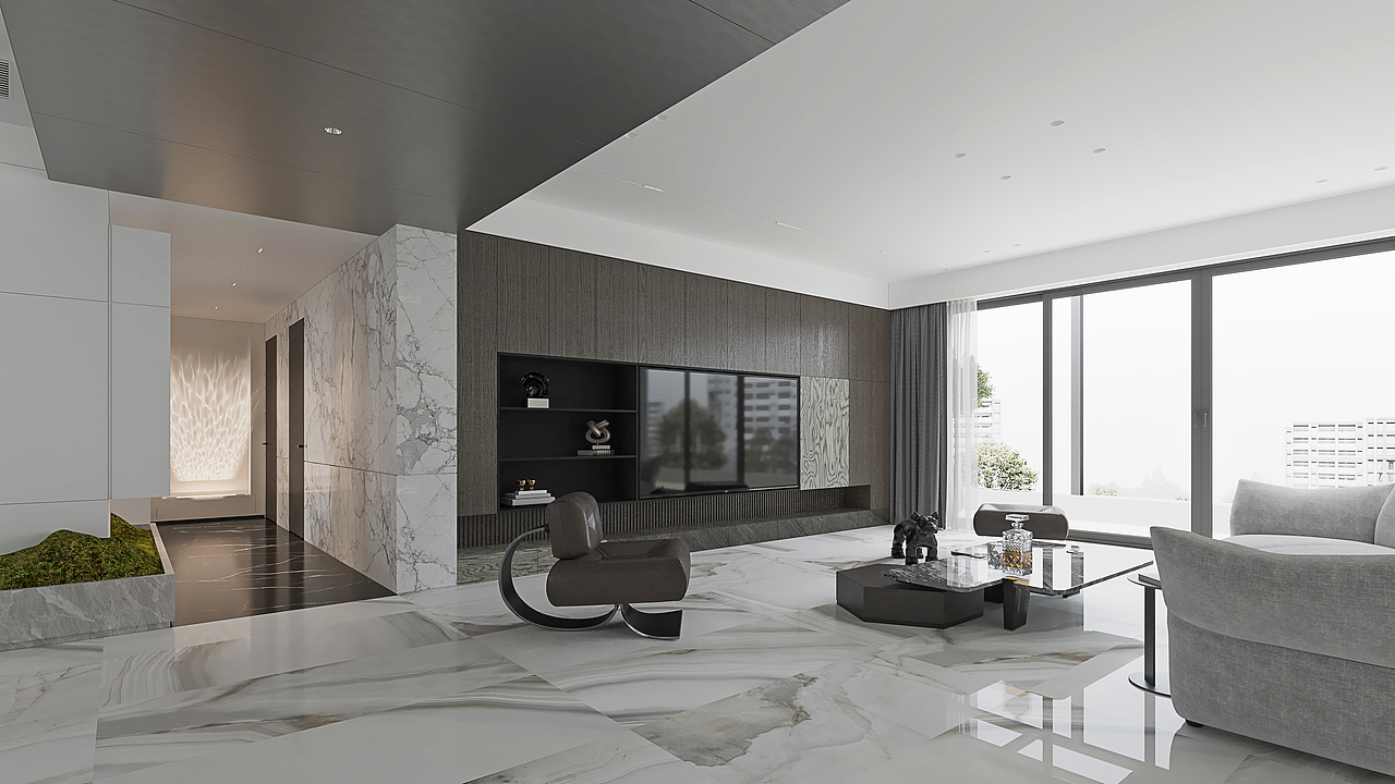 几何共社丨330m²顶层平墅，沉静疗愈的居心之所（图ZMzU2NjI0Njk2） - 家装设计 - 站酷设计师黑米洲原创素材 - 站酷ZCOOL