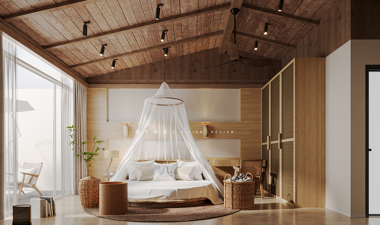 民宿设计/室内装修/原木/3D效果图