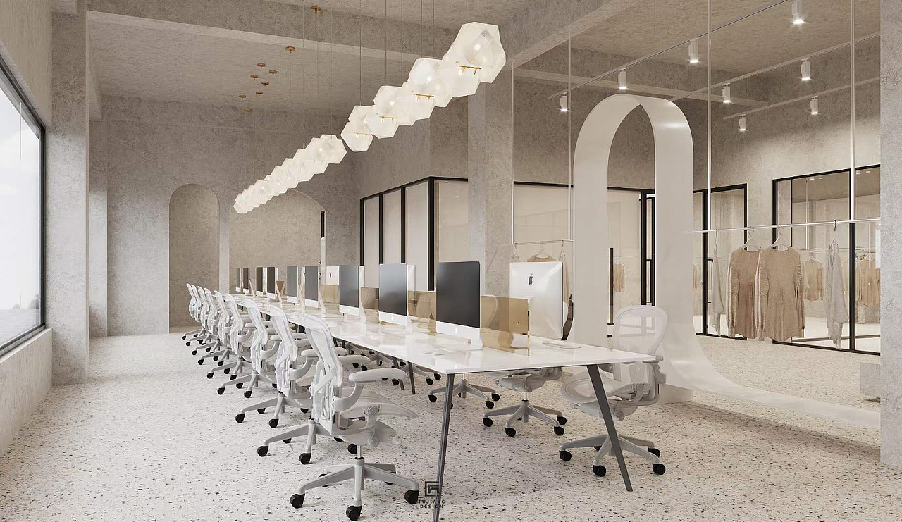 工装分享 |优雅曲线打造柔美服装设计办公室（图ZMzU1NjMxNDky） - 商业空间设计 - 站酷设计师欣欣爱设计吖原创素材 - 站酷ZCOOL
