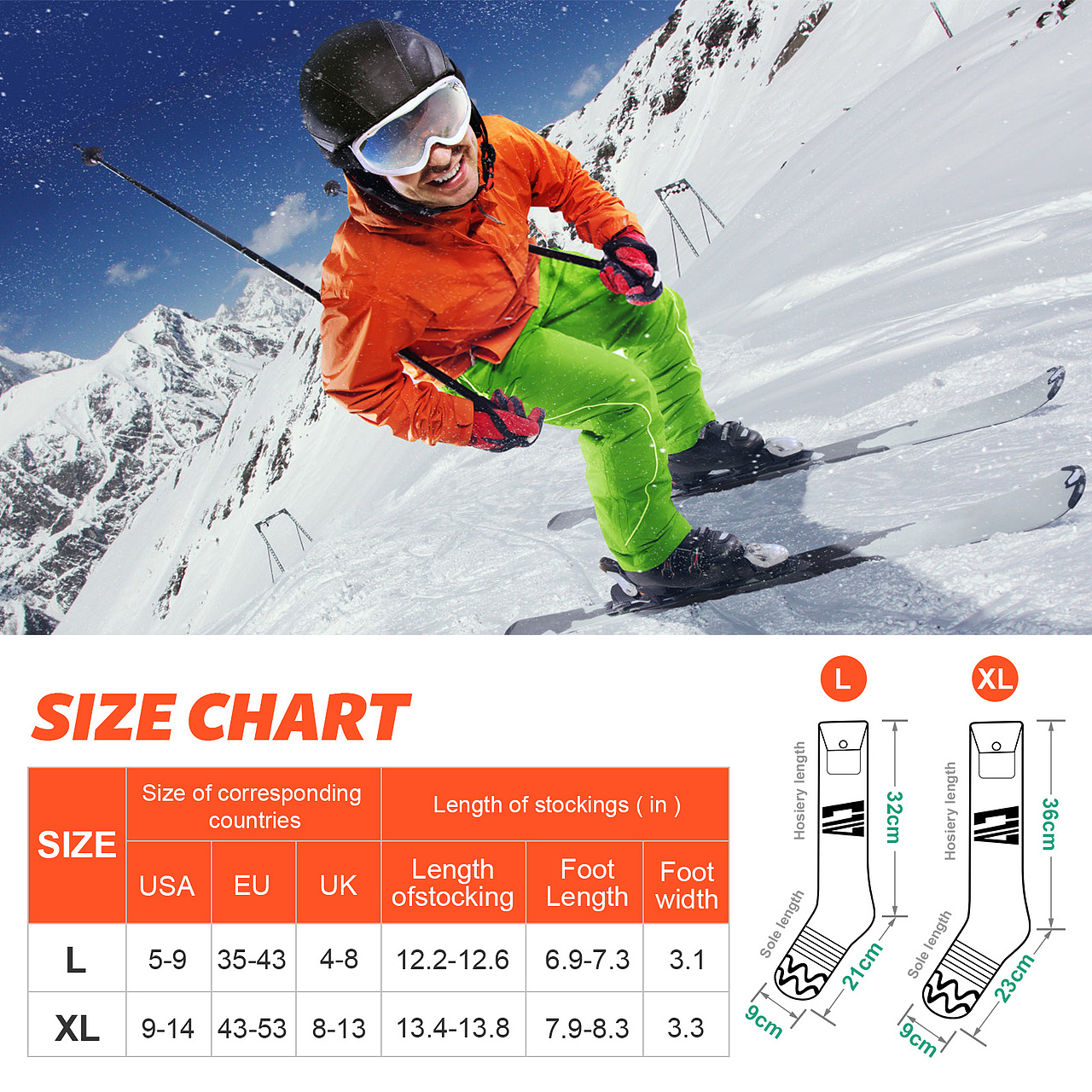 发热袜子 亚马逊主图 A+