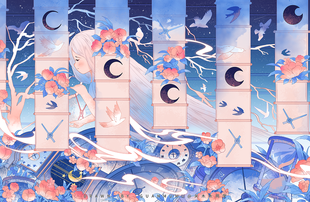 《时不语》插画合集（图ZMzQ2NTg3NTMy） - 创作习作 - 站酷设计师关木木同学原创素材 - 站酷ZCOOL