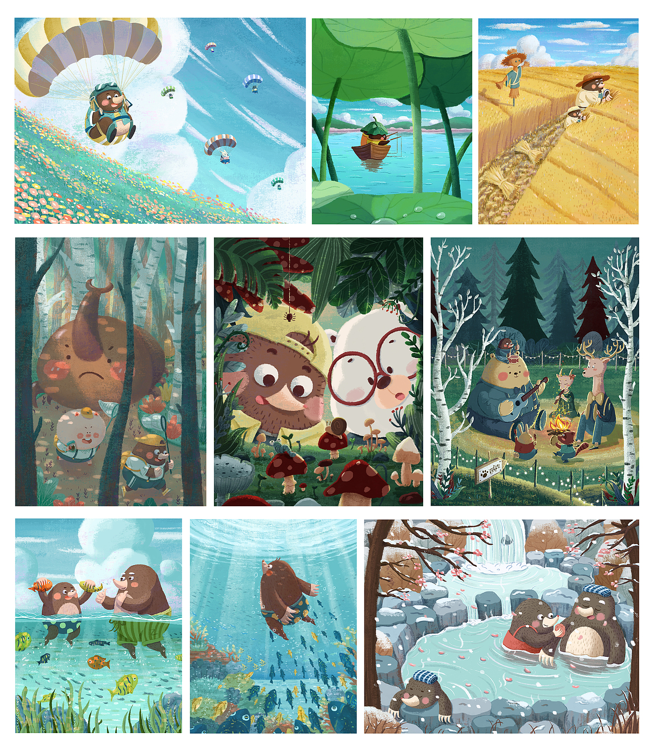 儿童插画 | 小鼹鼠的快乐童年（图ZMzM0NzgyNDU2） - 儿童插画 - 站酷设计师姜靓靓原创素材 - 站酷ZCOOL