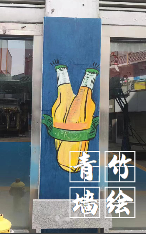 消防双彩绘，墙体立柱墙绘，打卡墙绘