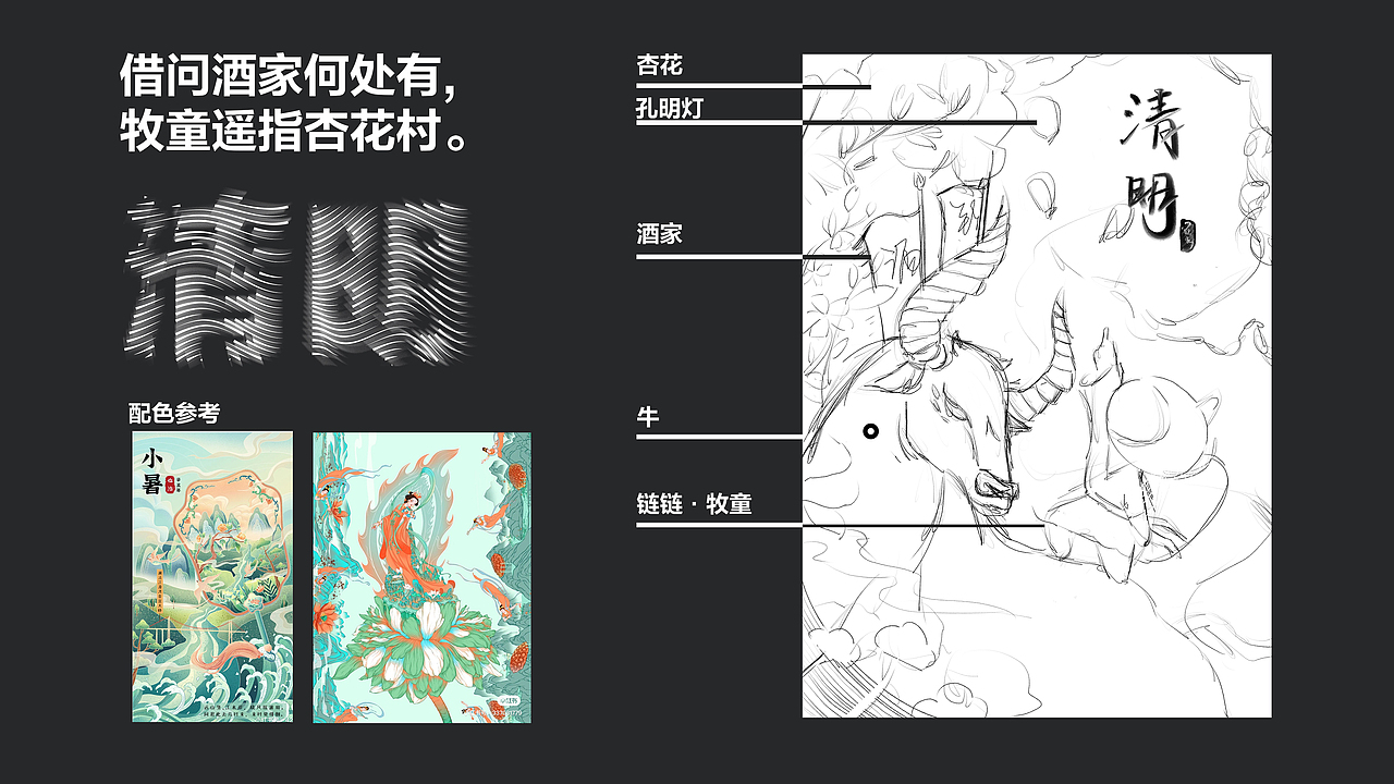 24节气海报-清明节（图ZMjk3ODcwMDI0） - 商业插画 - 站酷设计师Z90373402原创素材 - 站酷ZCOOL