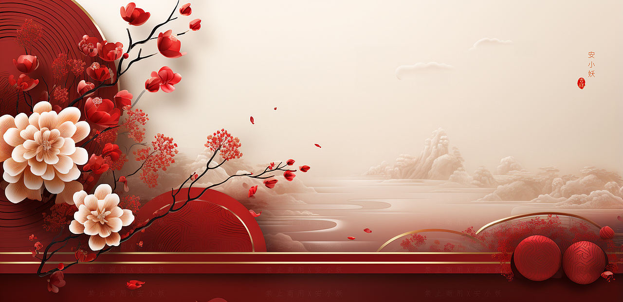 节日插画｜中国红背景（图ZMzQ5MzcyMTky） - 新锐潮流插画 - 站酷设计师ANXIAOYAO9981原创素材 - 站酷ZCOOL
