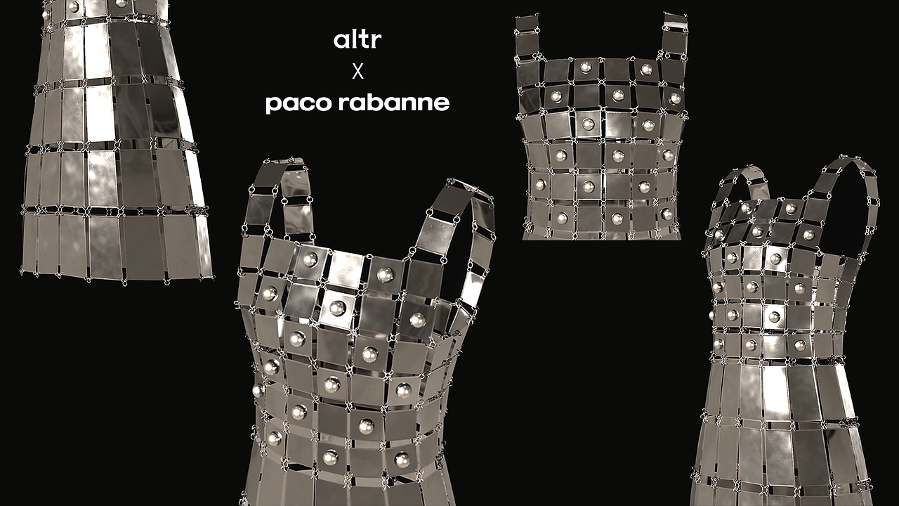 閃耀重生｜Paco Rabanne 1966金屬片迷你裙經(jīng)典再現(xiàn)（圖ZMzQ0NDU3Mzc2） - 正裝/禮服 - 站酷設(shè)計(jì)師altr_數(shù)字高定原創(chuàng)素材 - 站酷ZCOOL