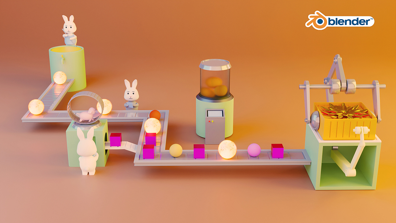 《蜜兔月亮工厂》Blender 3D场景（图ZMzE4NjA0MzI4） - 建筑/空间 - 站酷设计师Nick老师原创素材 - 站酷ZCOOL