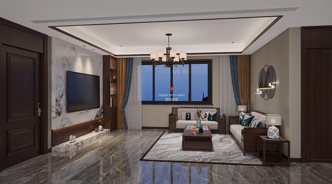 V8空间表现 | 中式公寓设计（图ZMzAzNjA5MDEy） - 家装设计 - 站酷设计师V8空间表现原创素材 - 站酷ZCOOL