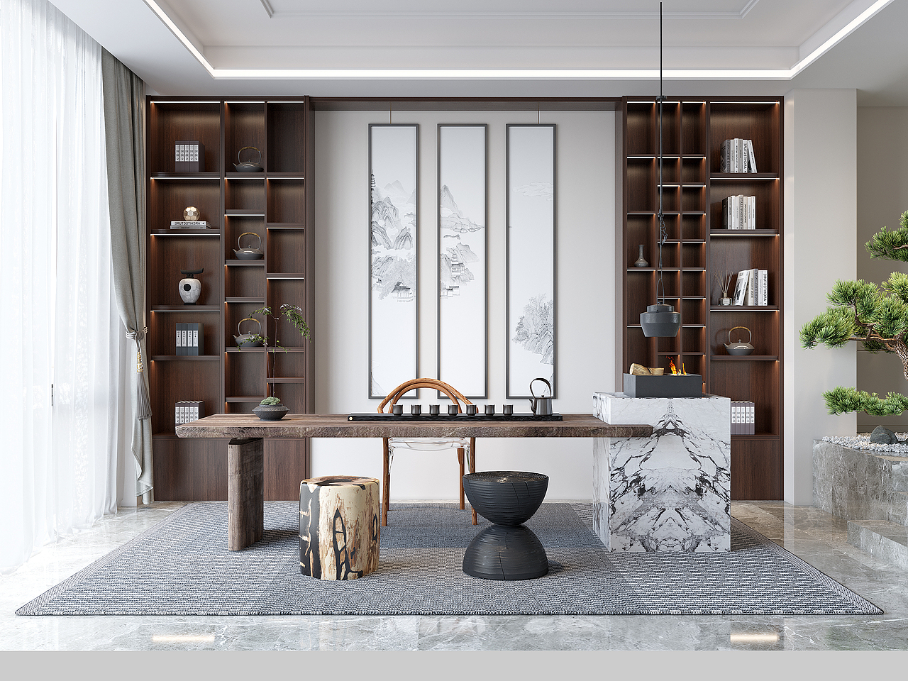 新中式的别墅健身室