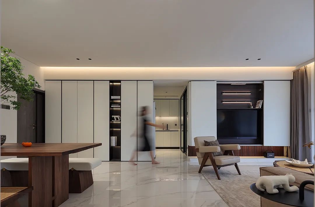 室内设计|延续极简理念,142㎡尺度克制的空间