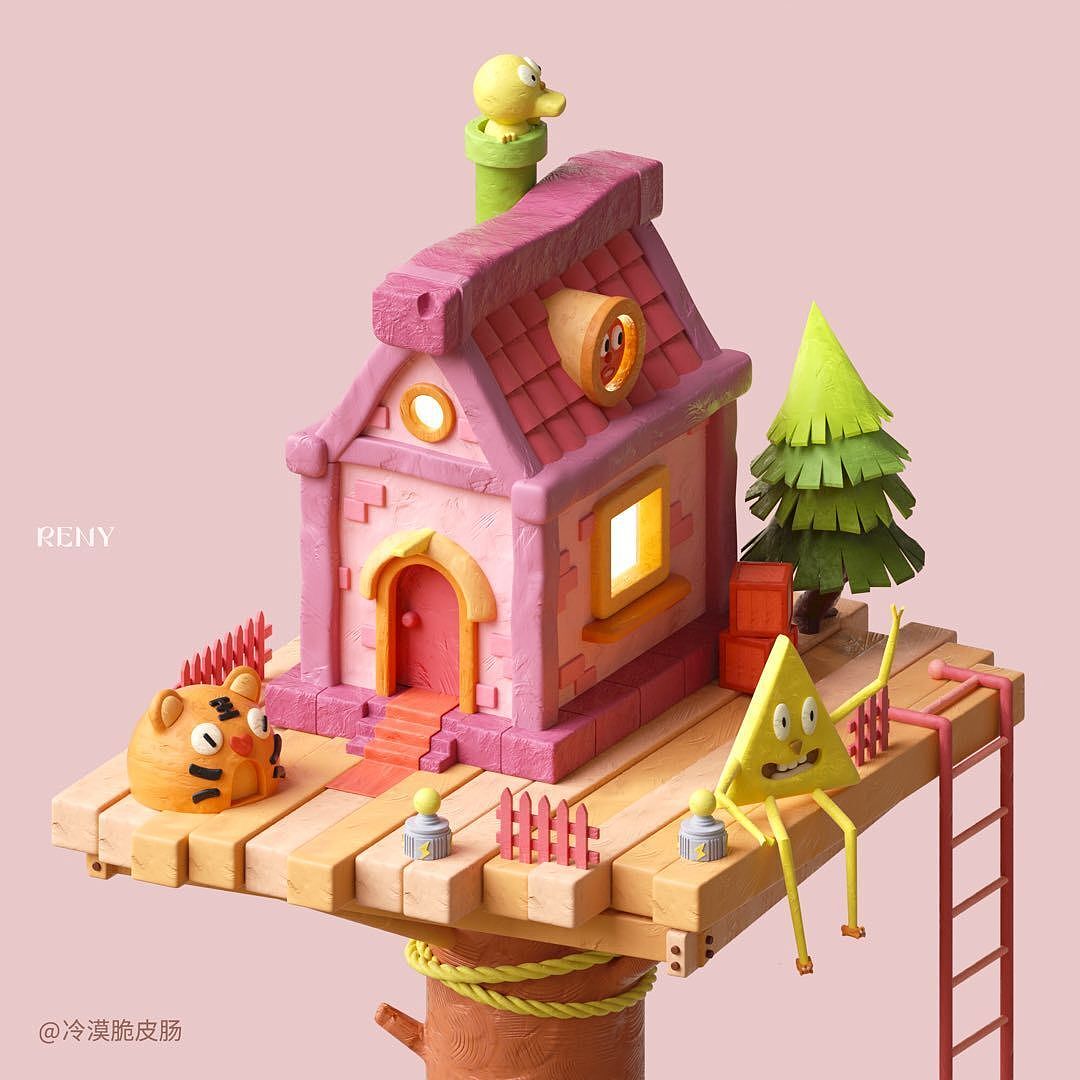 C4D零基础第五期学员作品——NiaoNiao的C4D课堂（上)（图ZMzE2Mzg1Mjc2） - 场景 - 站酷设计师我就是NiaoNiao原创素材 - 站酷ZCOOL