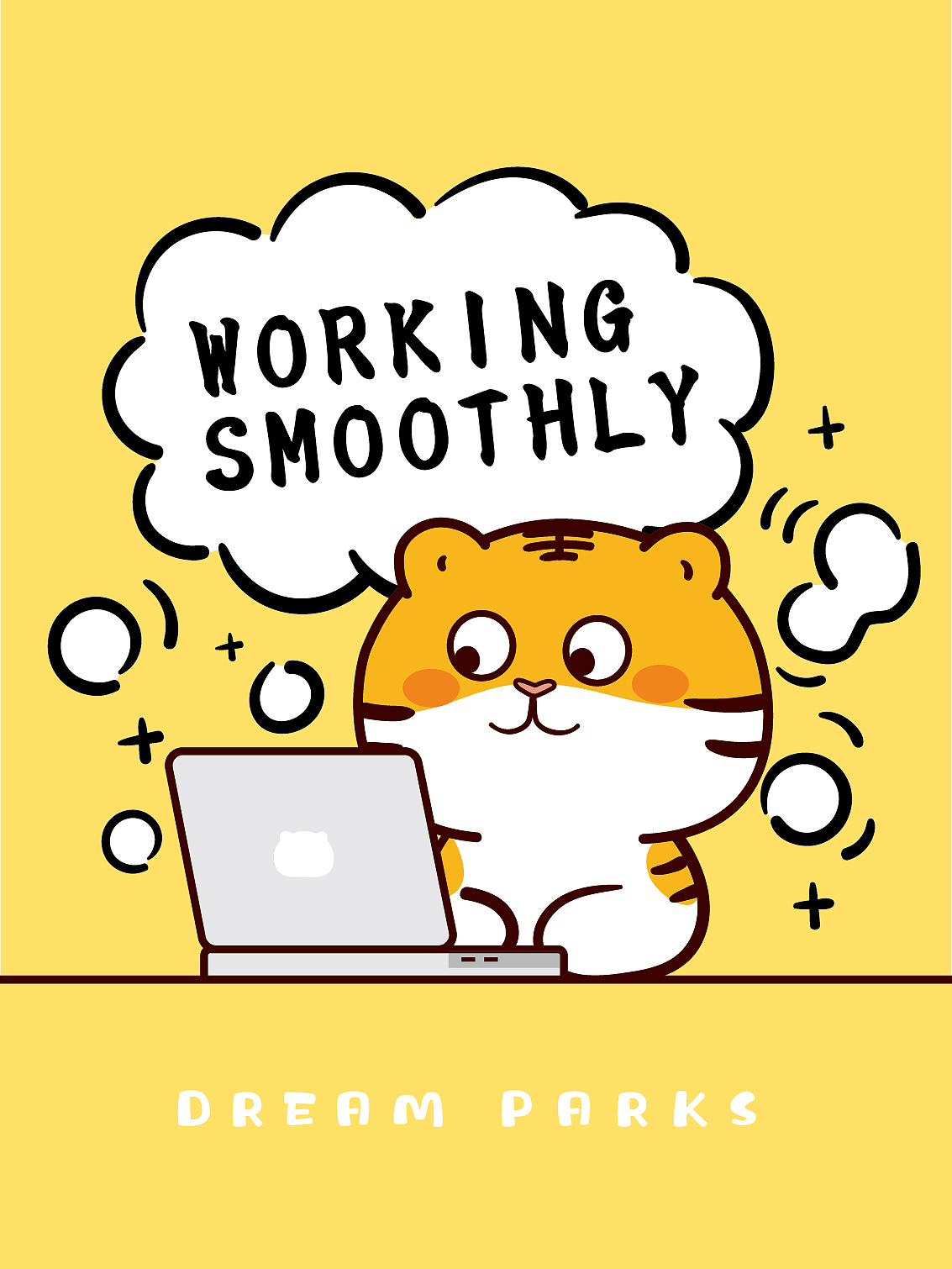 虎萌萌ip插画卡通形象设计工作加油