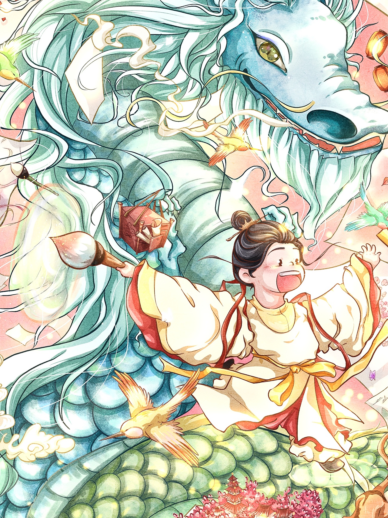 一起跨进龙年呀！（图ZMzYwMzU2OTM2） - 商业插画 - 站酷设计师杉小杉原创素材 - 站酷ZCOOL