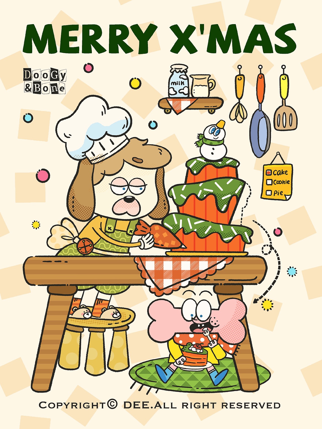 道奇鲍恩做圣诞蛋糕