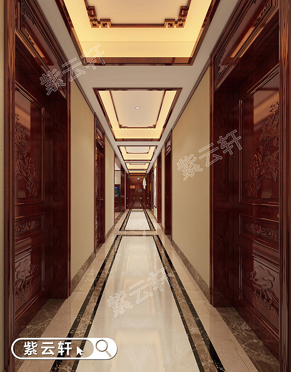 中式别墅古典装修 走廊