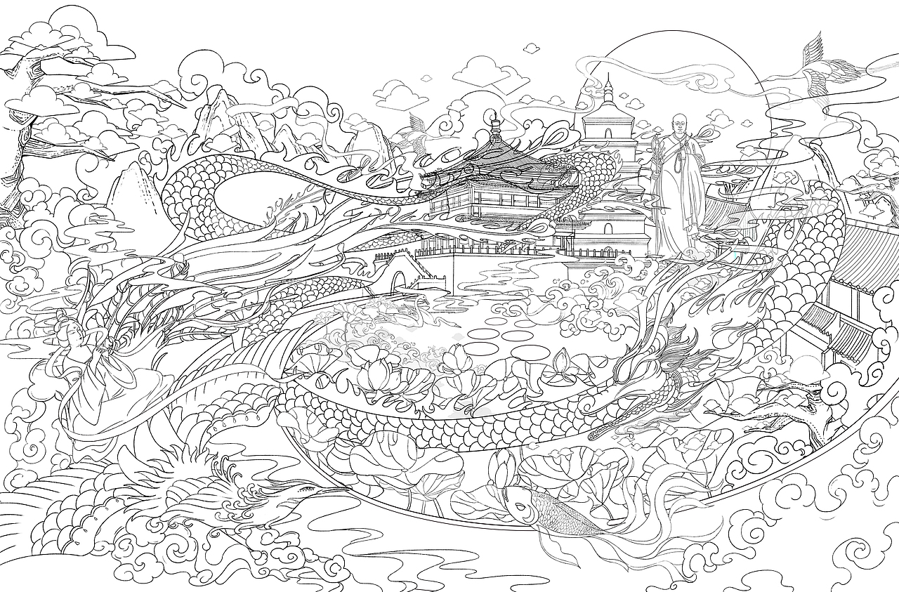 西安城市国风插画