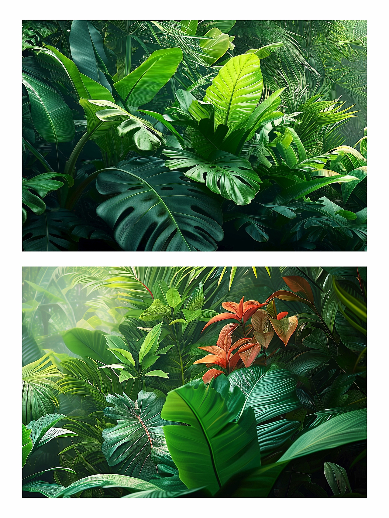 热带雨林北欧风绿植灯箱背景素材创作