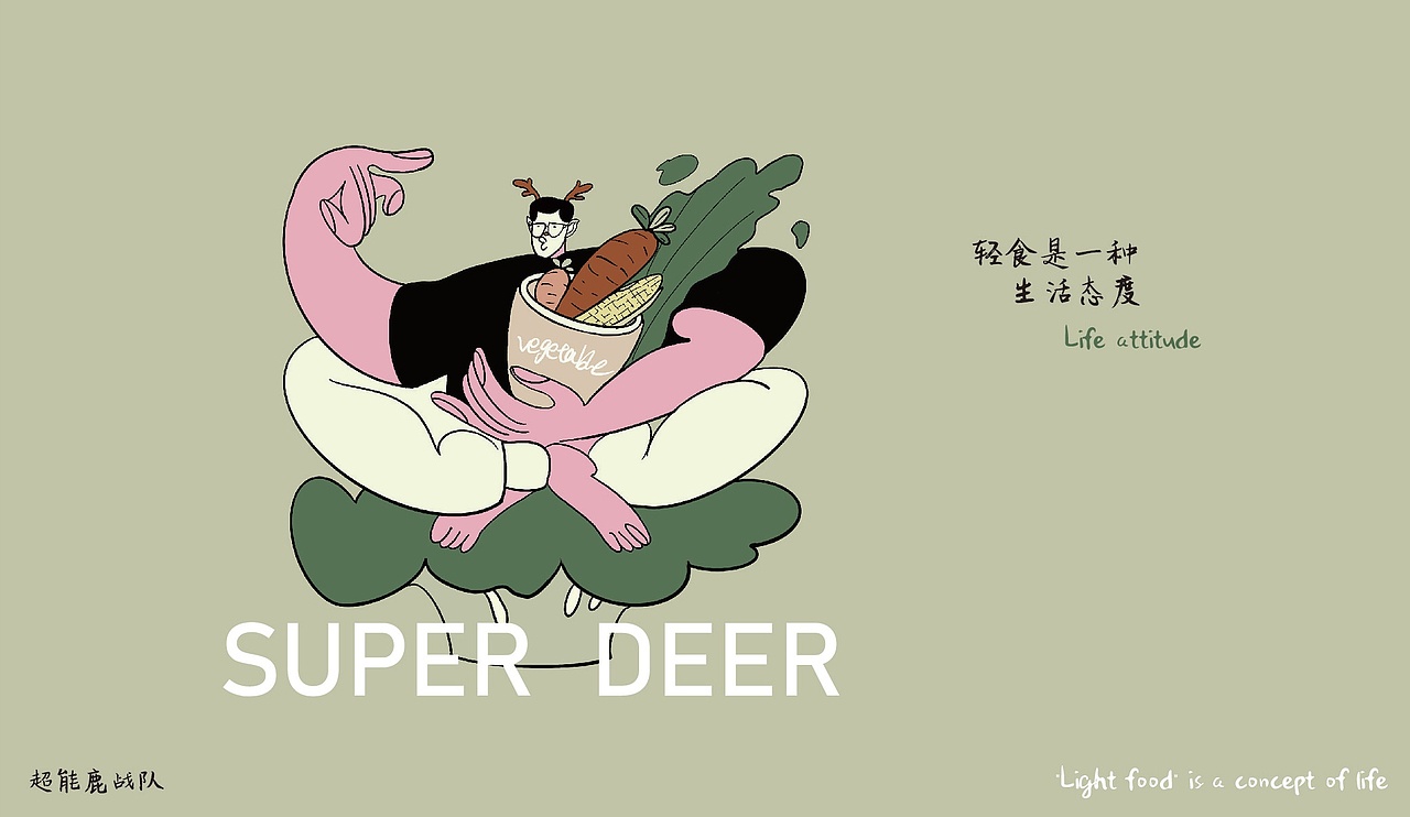 超能鹿战队轻食馆品牌形象设计练习（图ZMzA1ODgwMzAw） - 品牌 - 站酷设计师一只爱吃的居原创素材 - 站酷ZCOOL