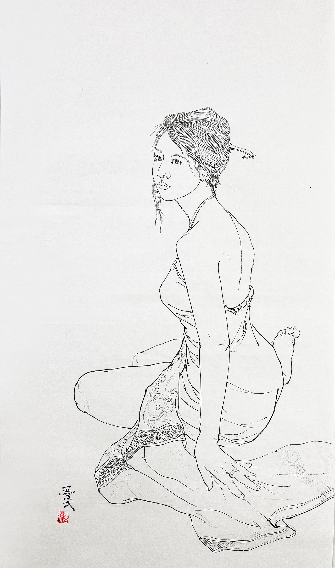 半身人物线稿和色稿