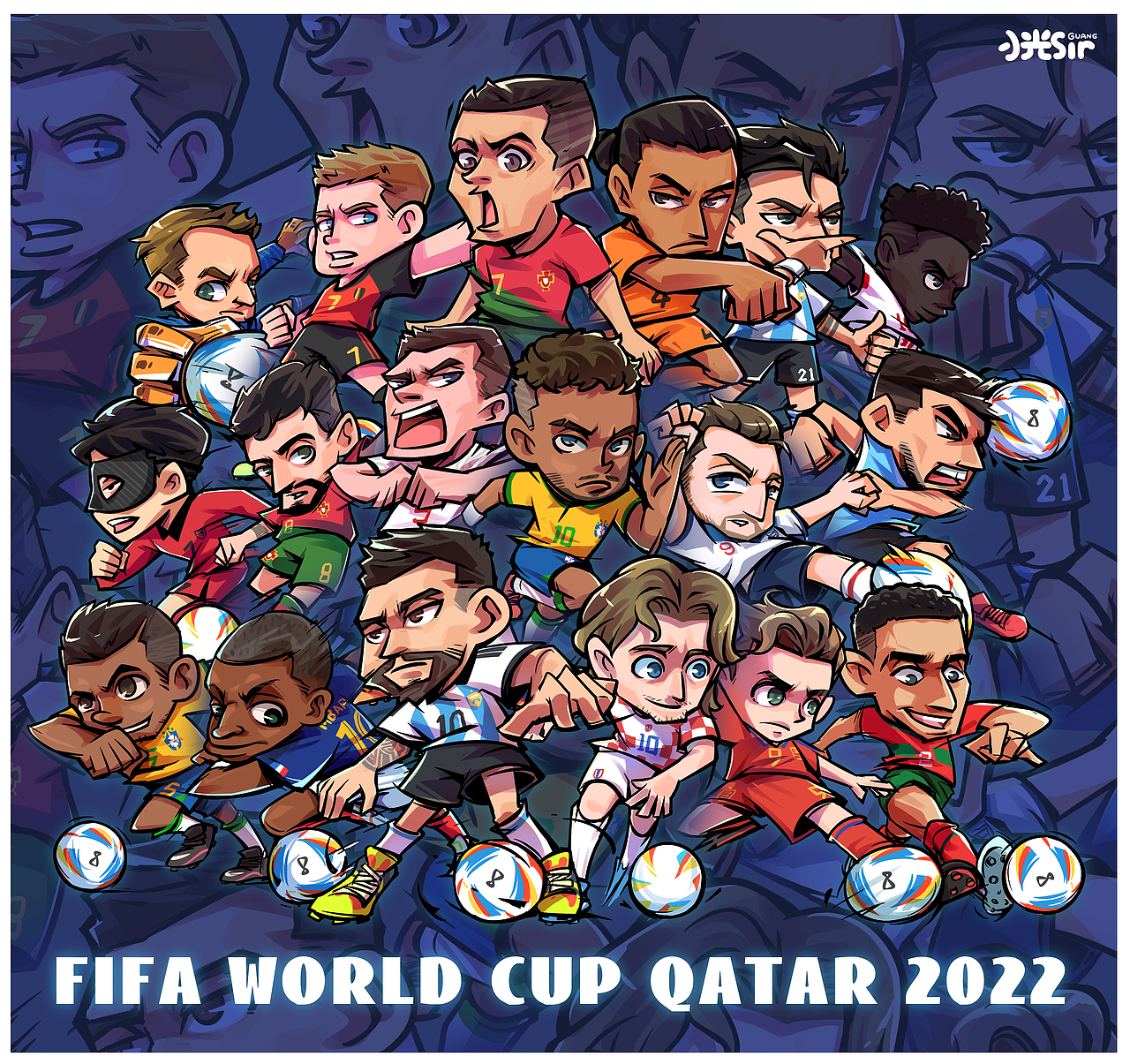 手绘世界杯Q版球星卡（图ZMzI1NDUyODA0） - IP形象 - 站酷设计师插画师小光sir原创素材 - 站酷ZCOOL